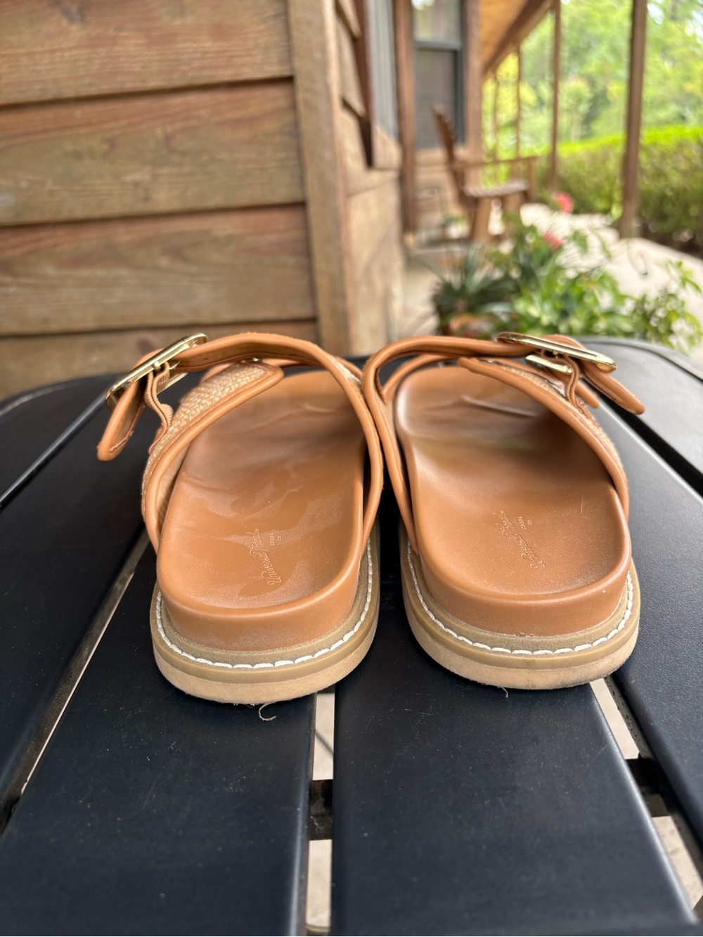 Universal Thread Tan Woven Double-Buckle Slide Sandals - Picture 3 of 3